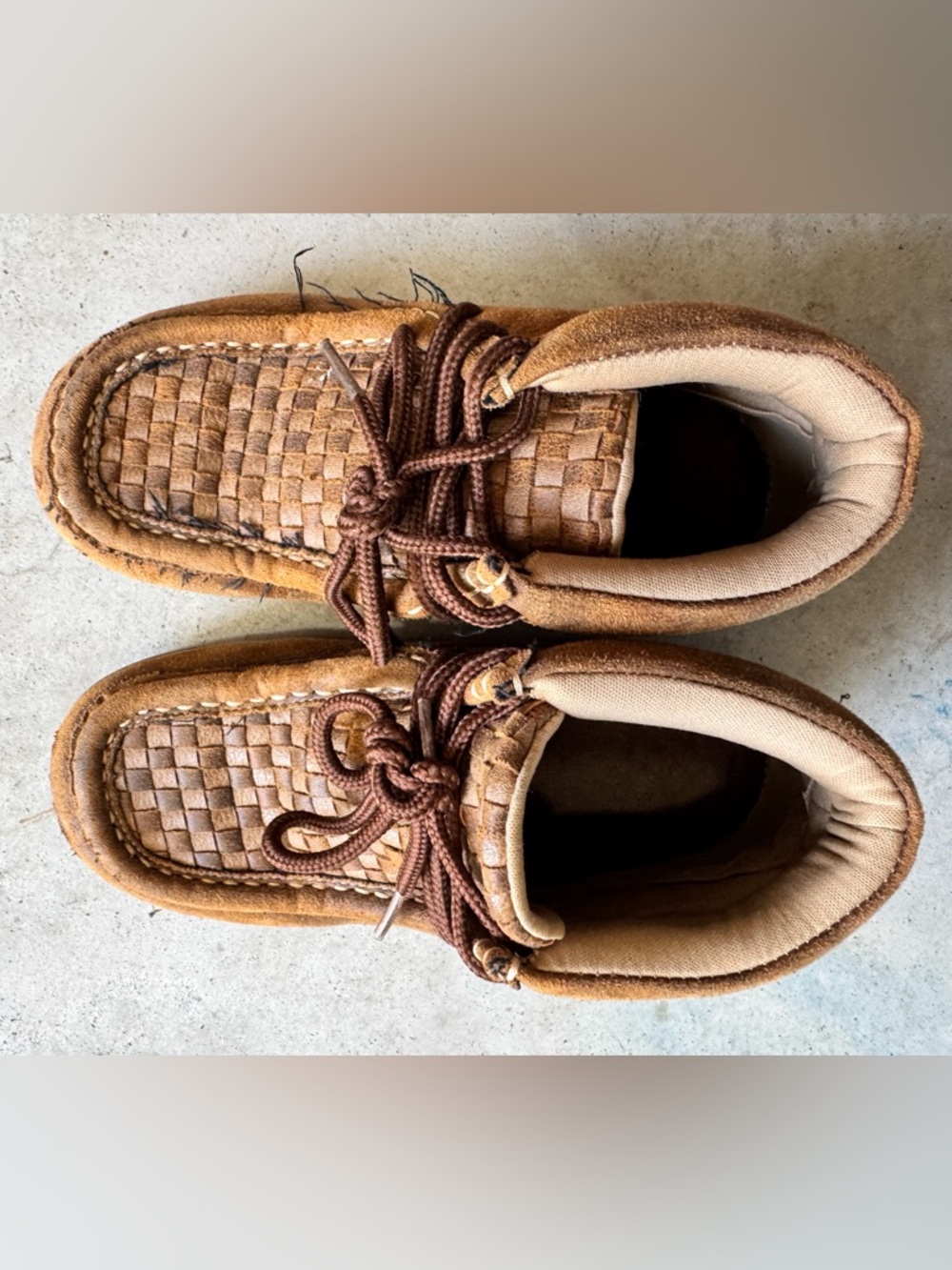 Twisted X Kids Tan and Brown Woven Moccasin Shoes